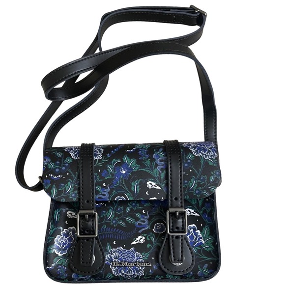 Dr. Martens Handbags - Dr Martens mystic Satchel‎ Bag Floral Print Black Blue Green Leather Crossbody